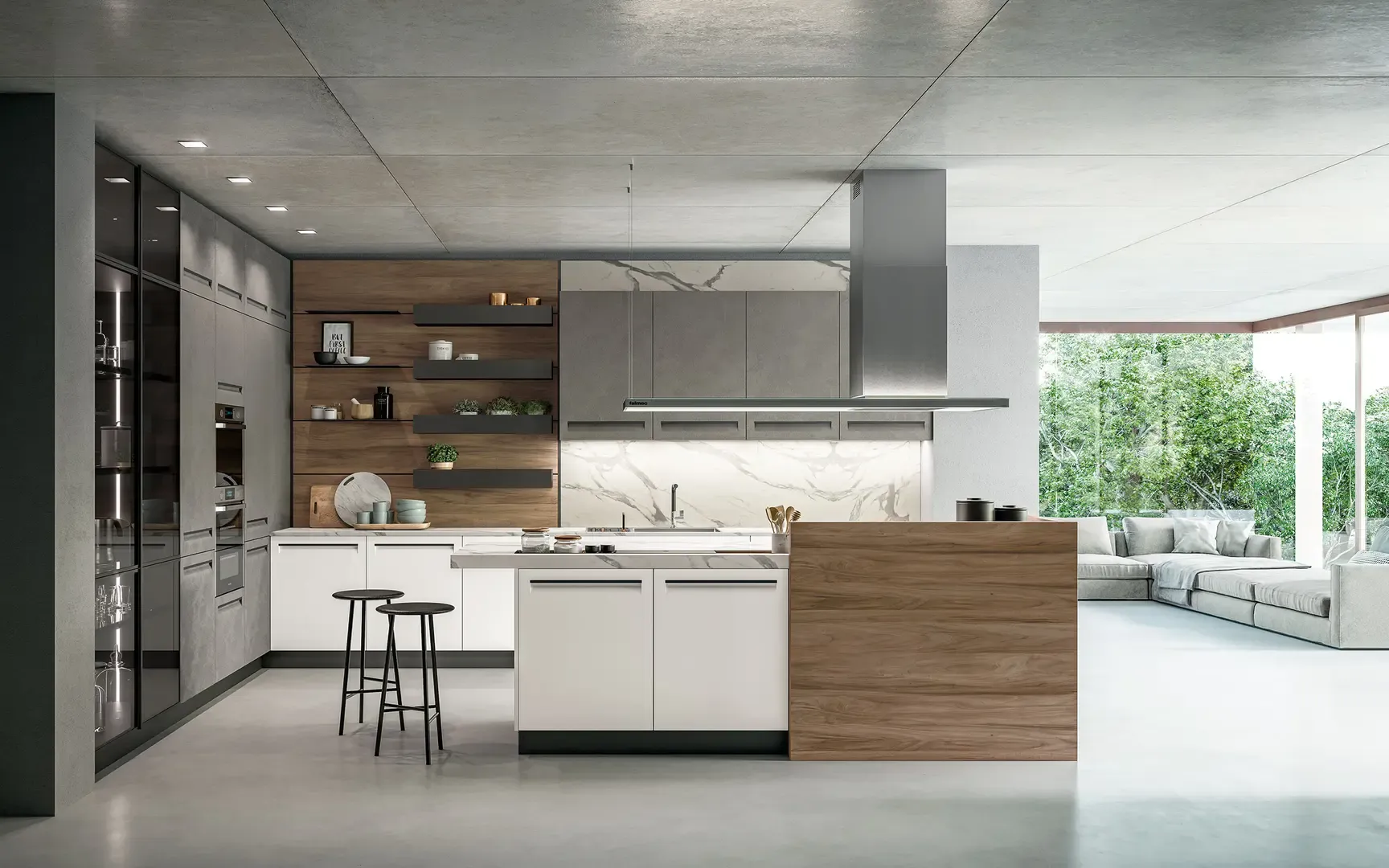 Cucina Tekna lineare con elementi in legno a Lodi Cucina Tekna lineare con elementi in legno a Lodi