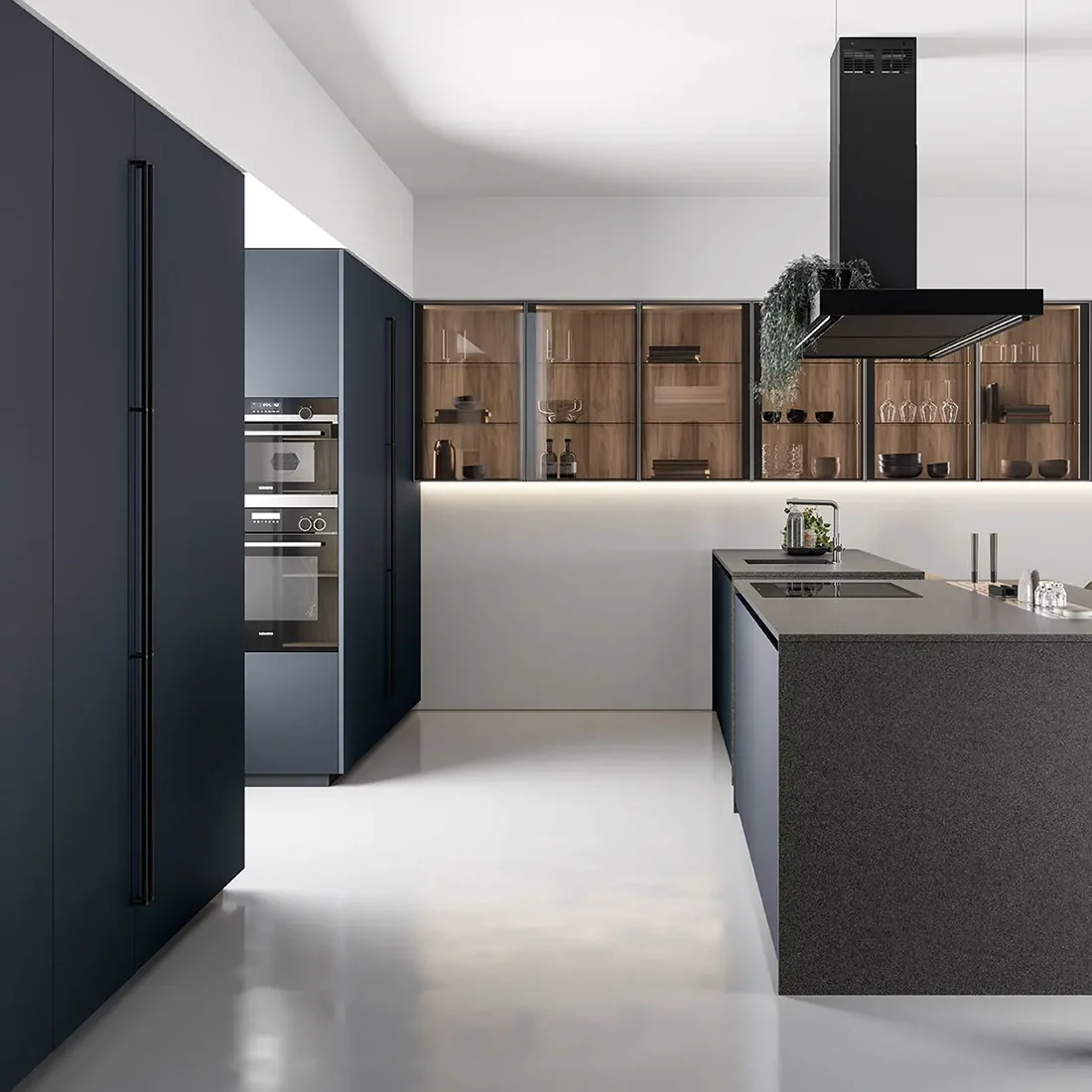 Cucina industrial con grande cappa su isola a Sant’Angelo Lodigiano